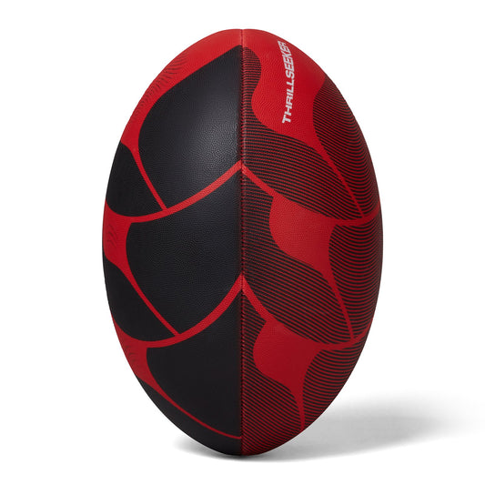 Canterbury Thrillseeker rugby ball with bold blue and white design, made for rugby players, featuring the Canterbury logo.