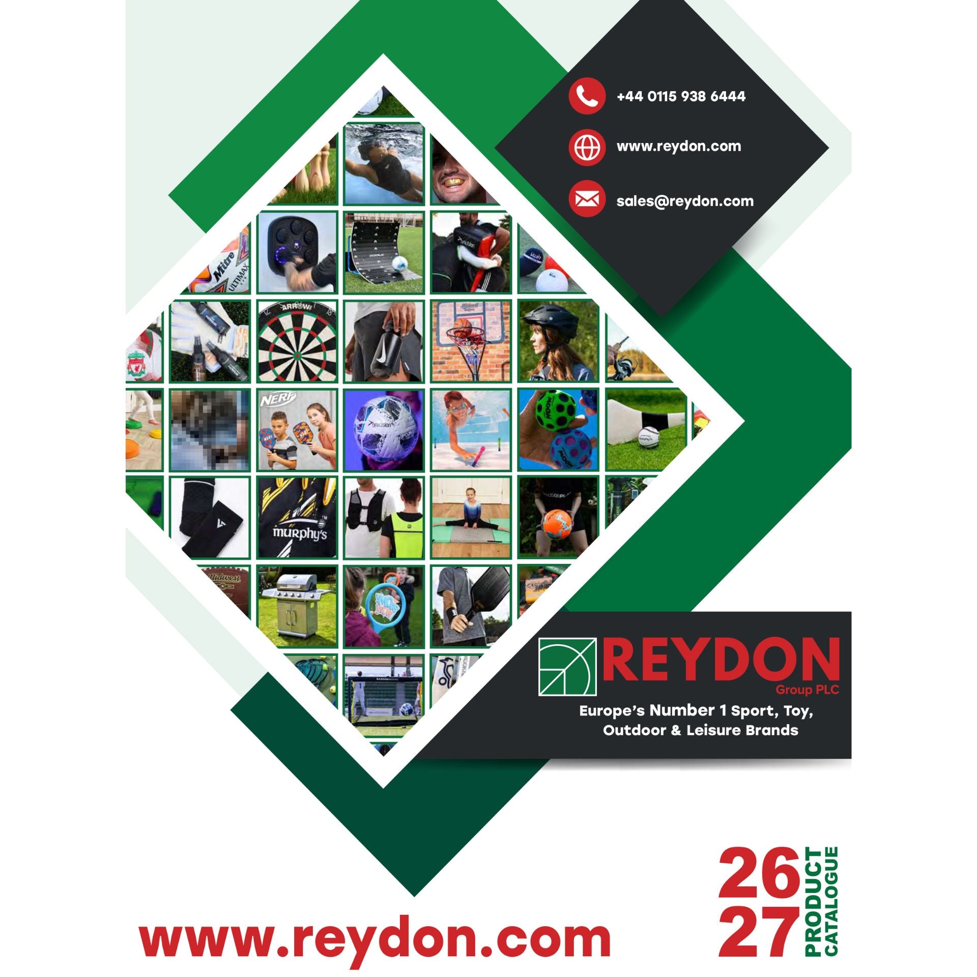 Precision Reydon Group Catalogue 2026/27 Euro Priced sporting goods catalog cover with product images and branding.