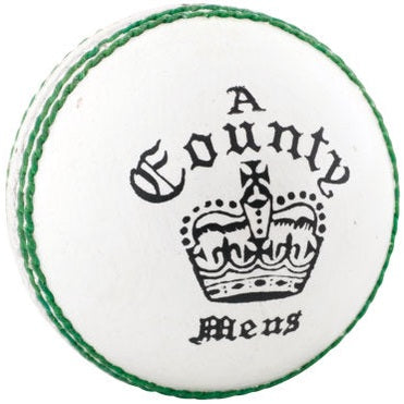 Readers County Crown cricket ball showing white seam and red leather surface, designed for cricket players and matches.