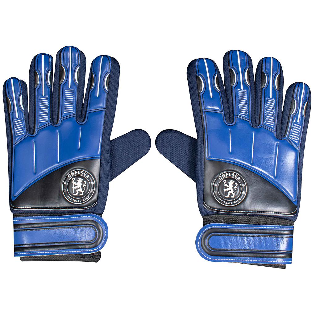 Team Merchandise goalkeeper gloves for sporting goods, featuring black and green design with padded palms and adjustable wrist straps.