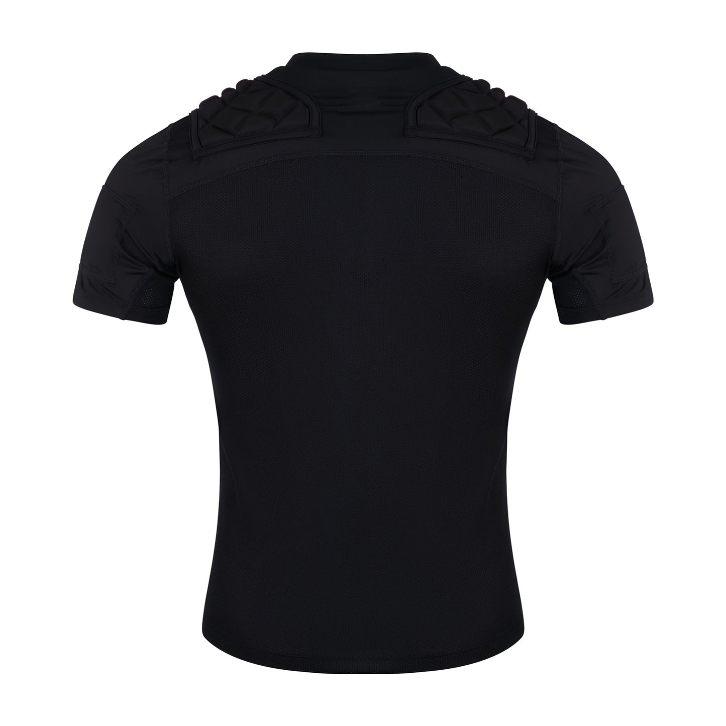 Canterbury Pro Protection Vest for rugby in black and white with padded shoulder and chest protection, designed for active players.