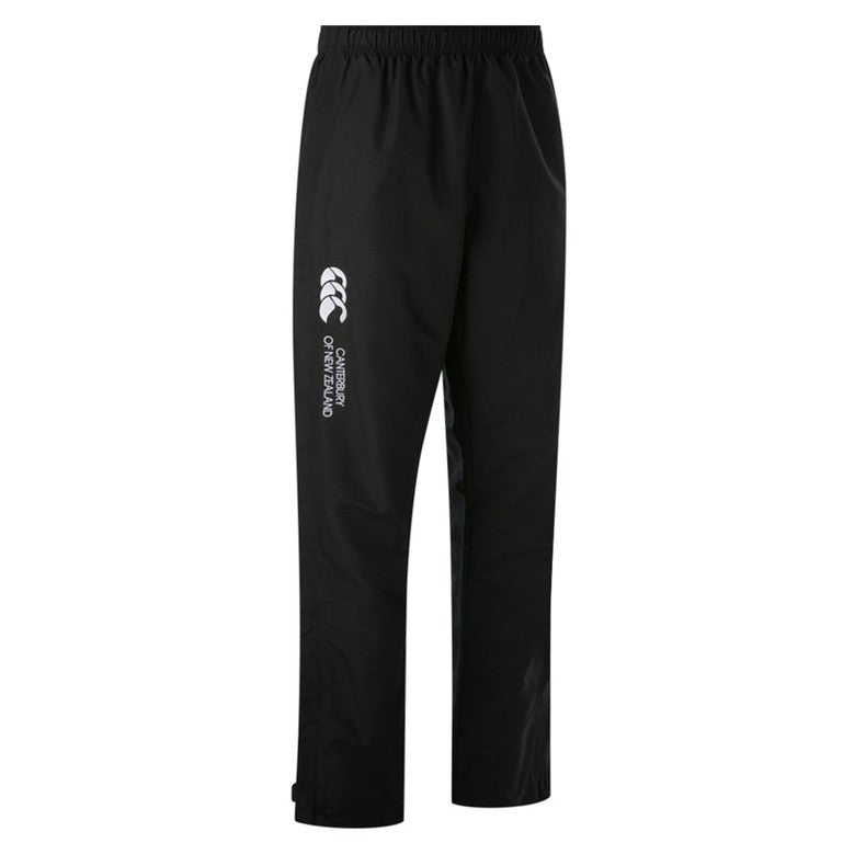 Canterbury rugby open hem stadium pant in black, featuring relaxed fit and athletic design for sports and casual wear.