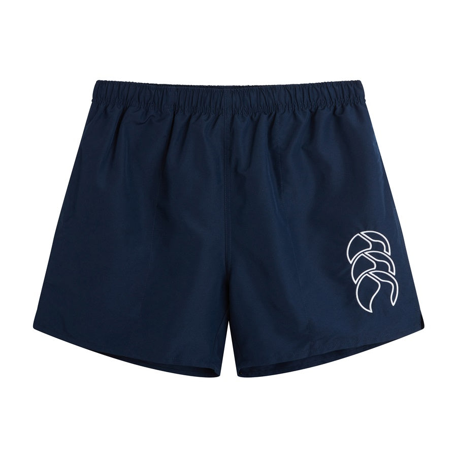 Canterbury Tactic Short Senior rugby shorts in navy with Canterbury logo, designed for durability and comfort during play.