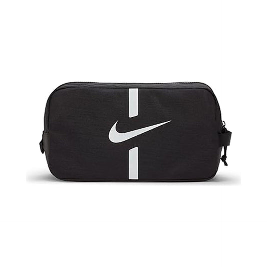 Nike Academy football boot bag with multiple compartments and adjustable shoulder strap, designed for sports and athletic footwear.