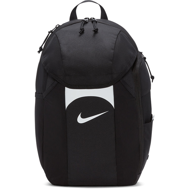 Nike Academy Team Backpack sports training rucksack with multiple compartments, black color, Nike logo, and adjustable straps.