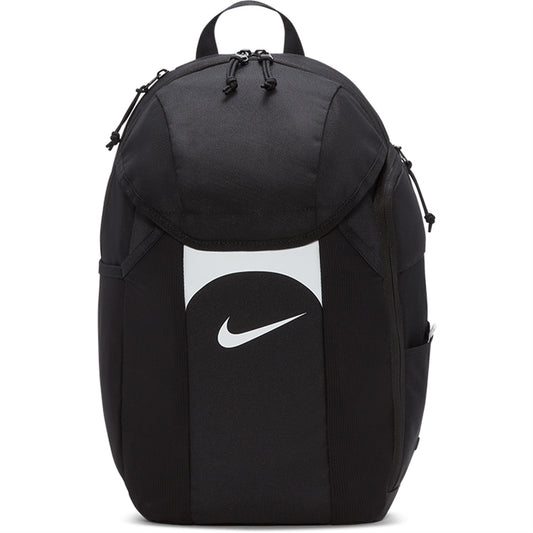 Nike Academy Team Backpack sports training rucksack with multiple compartments, black color, Nike logo, and adjustable straps.