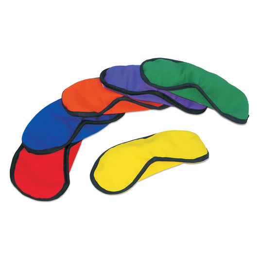 Colorful cotton blindfolds for children by Pre-Sport, featuring rainbow colors, designed for sporting and sensory play activities.