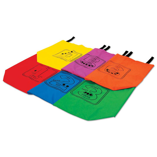 Pack of six numbered jumping sacks for outdoor sports, made by Pre-Sport, designed for active outdoor play and athletic training.