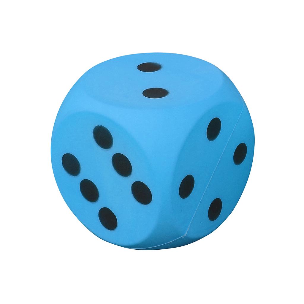 Pre-Sport foam dice, 14cm with numbered spots 1-6, ideal for throwing and catching sports and recreational activities.