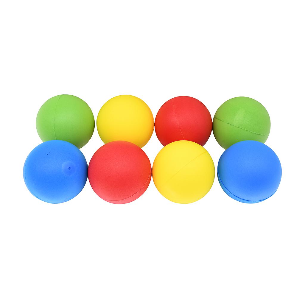 Set of 8 Pre-Sport uncoated foam balls for sports and recreational activities, soft and lightweight for various games.