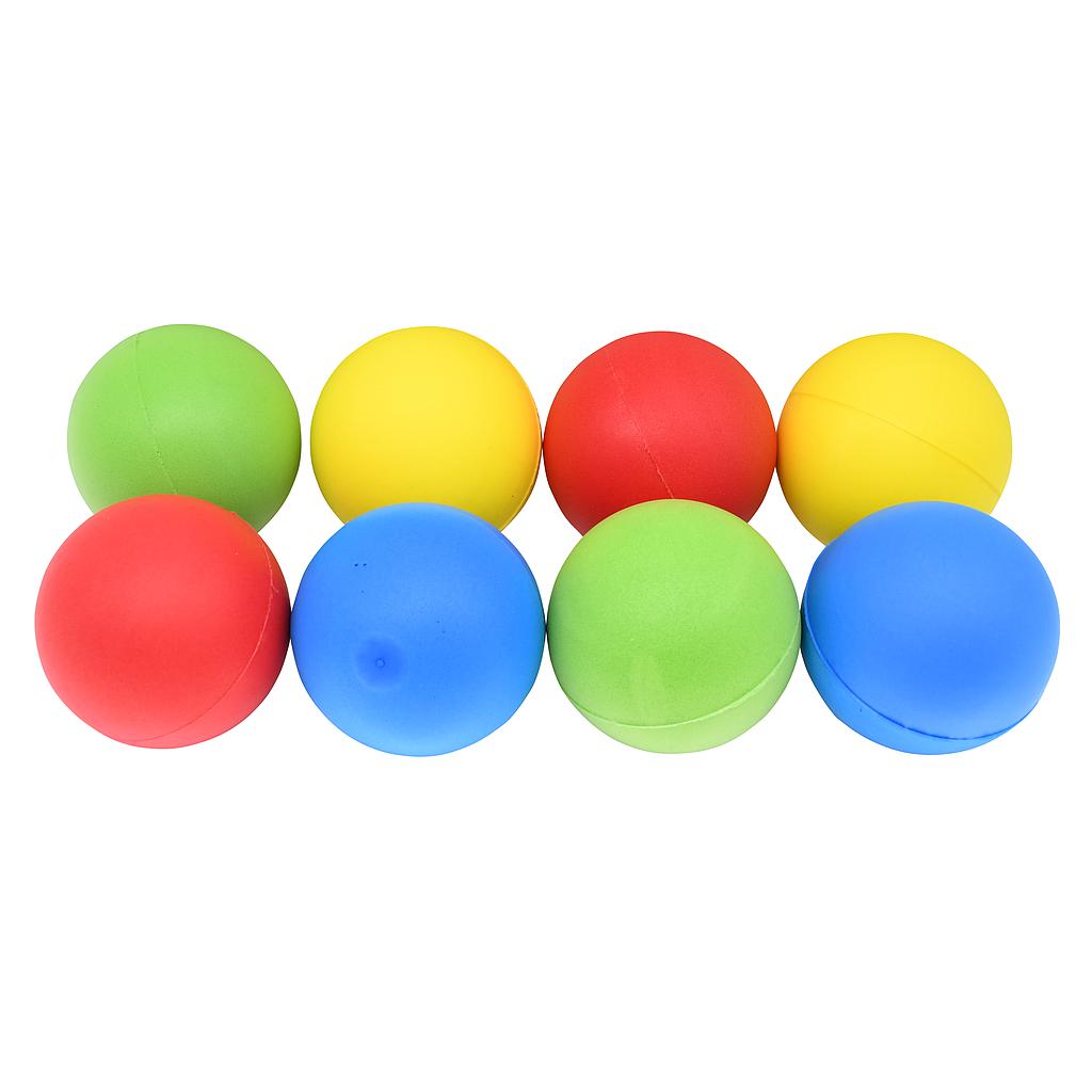 Set of 8 uncoated foam balls from Pre-Sport, sporting goods, showing smooth, round foam balls in a pack for activities or training.
