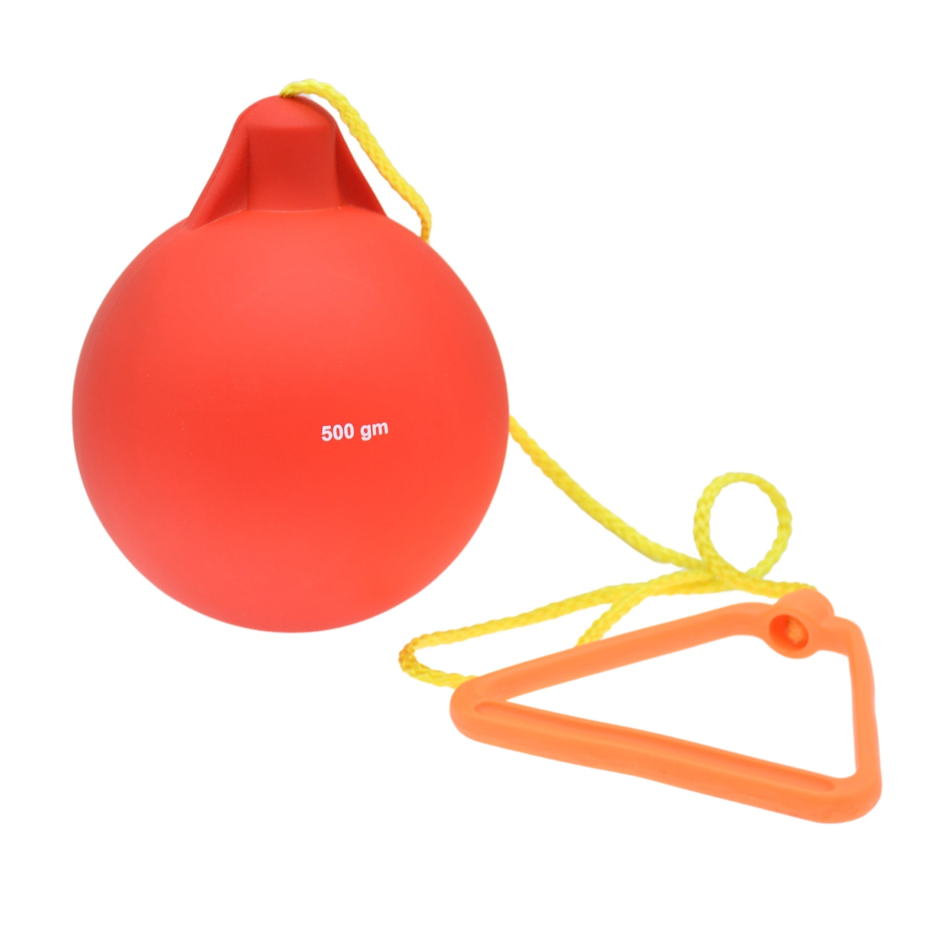Pre-Sport elementary practice throwing hammer in soft vinyl, 0.35-0.5kg, with a sturdy handle for safe throwing practice.