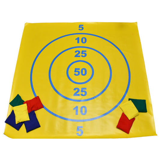 Pre-Sport Target Bean Bag Mat with Bean Bags, 100cm x 100cm, PVC, sporting goods for indoor or outdoor play activities.
