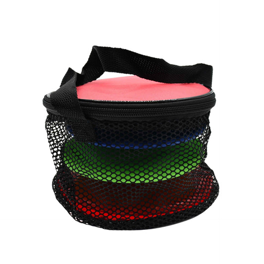 Pre-Sport Elementary Discus Carry Bag for sports, shown open with multiple discus inside, ideal for athletic training and storage.