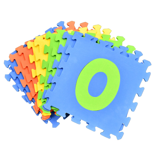 Interlocking EVA foam number mats 0-9, 10-piece set by Pre-Sport, 12x12 inches, ideal for sports and educational activities.