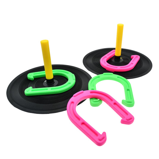 Pre-Sport horseshoe game set with rubber bases and four horseshoes for outdoor recreational play.