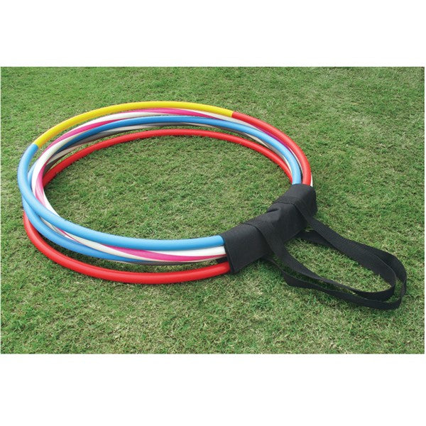 Pre-Sport Hula Hoop Carry Strap for sporting goods, adjustable strap with padded handle for easy transport of hula hoops.