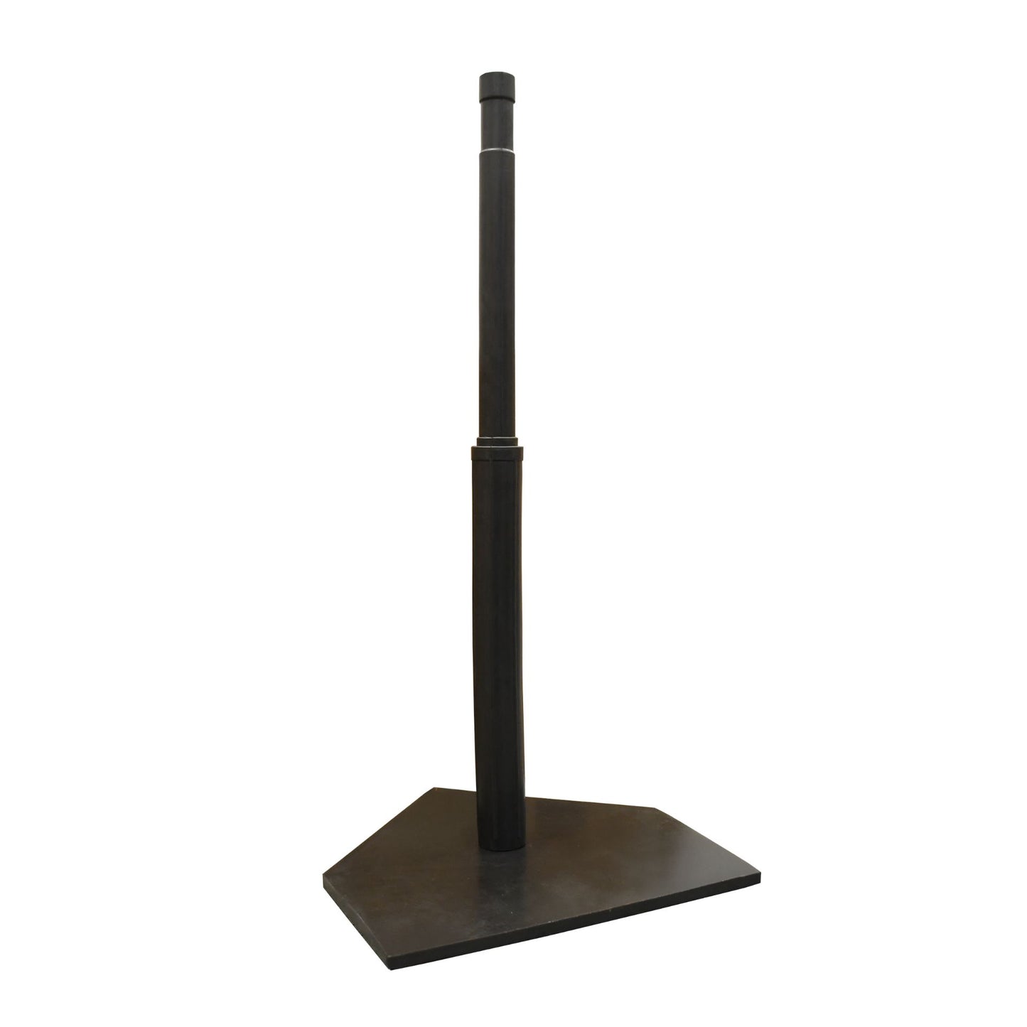 Pre-Sport rubber batting tee with adjustable metal base from 20 to 40 inches, ideal for baseball and softball practice.