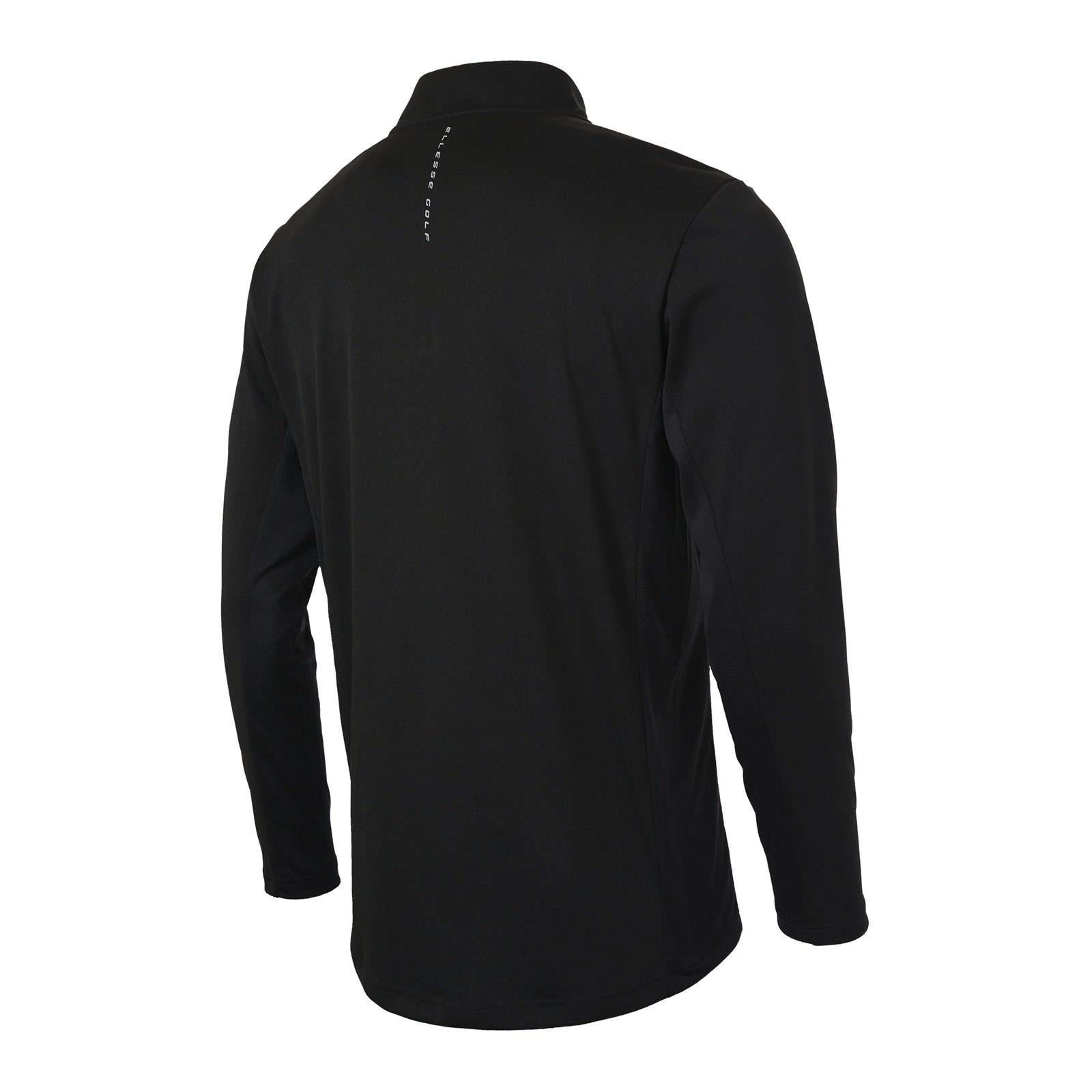 Ellesse Rolbi men's half-zip top in athletic style, featuring a high collar and sporty design, black color, and brand logo.