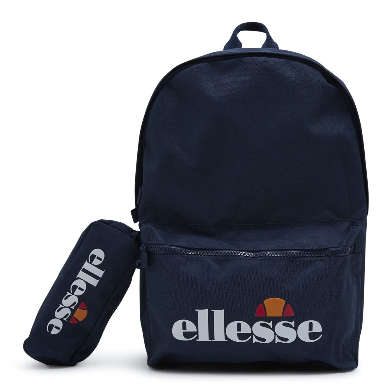 Ellesse Ralfa backpack and pencil case set with logo, featuring adjustable straps and multiple compartments for accessories and supplies.