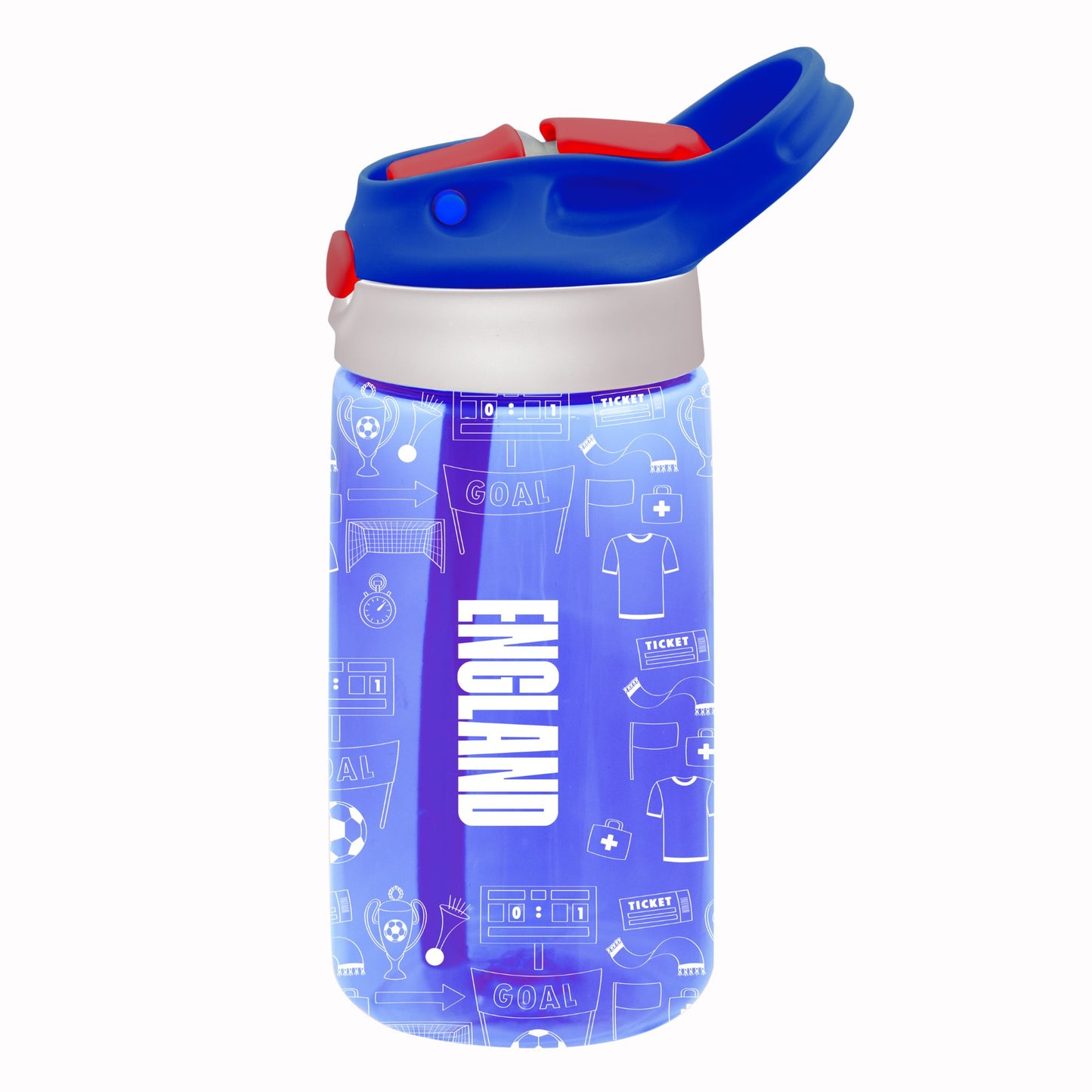 Team Merchandise 480ml kids water bottle with colorful sports design, made of durable plastic for active children.