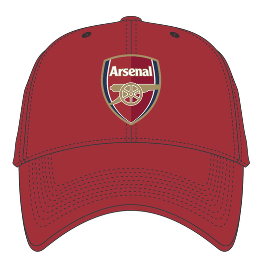 Red 47 Arsenal Basic Cap for juniors with team logo, made of sporty fabric, perfect for young soccer fans.