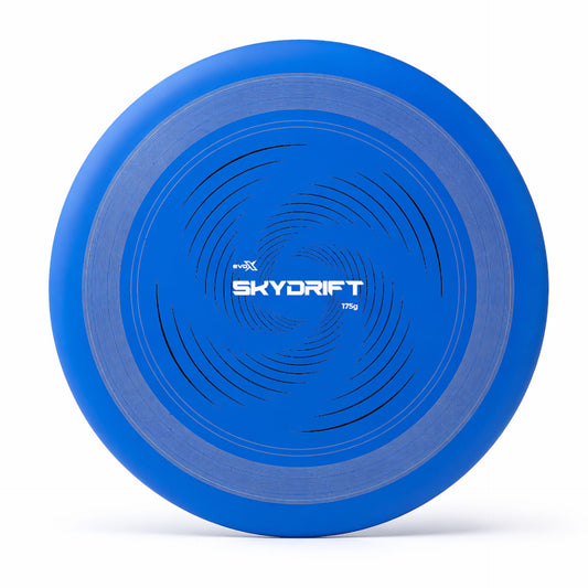 Evo-X SkyDrift 175g flying disc for sports and outdoor play, showing a bright, aerodynamic disc in mid-air.