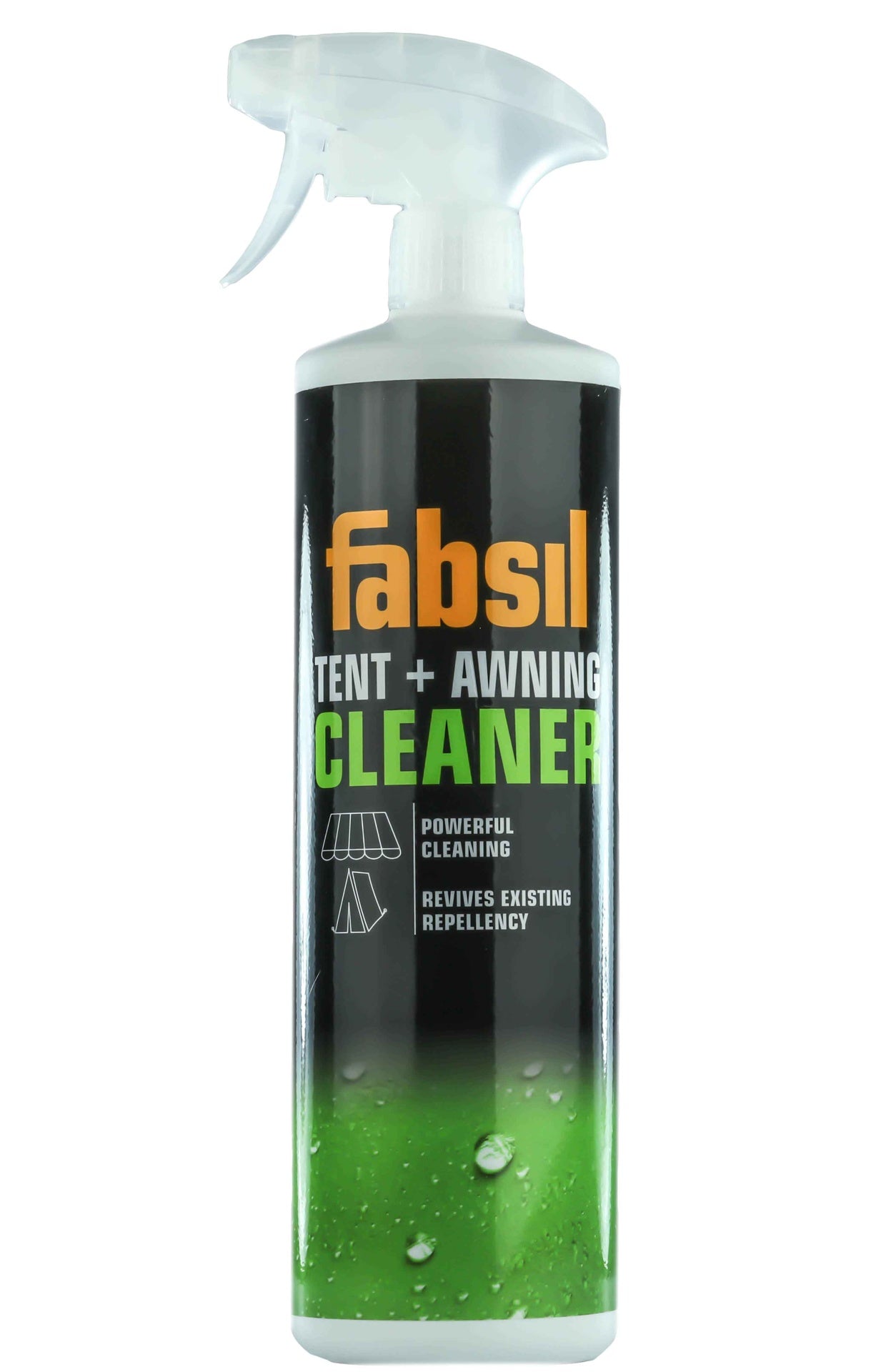 Fabsil Tent and Awning Cleaner bottle from Sporting Goods, used for cleaning and maintaining tents and awnings.