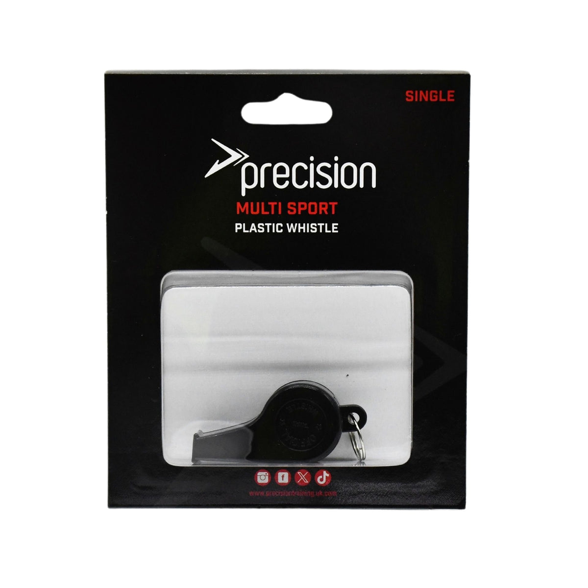 Precision plastic coaches and referees whistle with a bright yellow body and black mouthpiece, designed for sports officials.