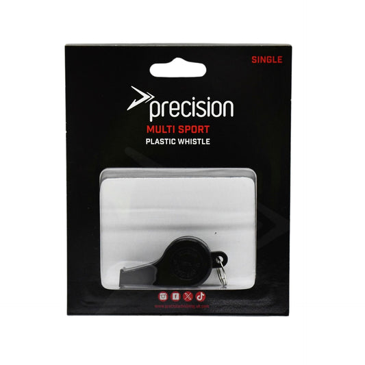 Plastic coaches and referees whistle by Precision, featuring a bright yellow design and a durable plastic construction.