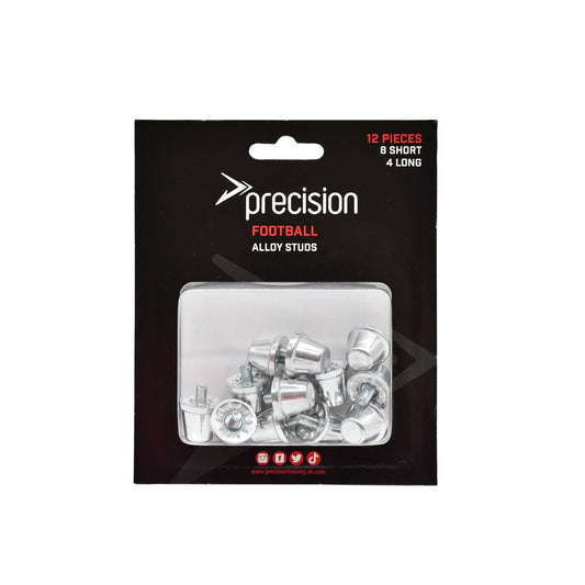 Precision Alloy Football Studs set showing 12 football cleats in 8x13mm and 4x16mm sizes for sporting goods.