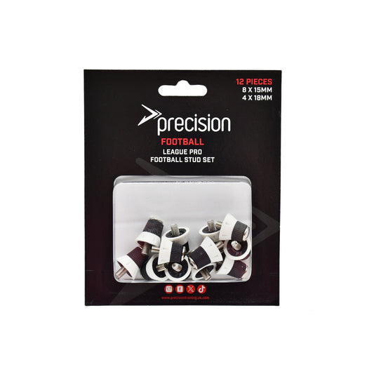 Precision League Pro football stud set for sporting goods, featuring metal studs for enhanced grip and durability.