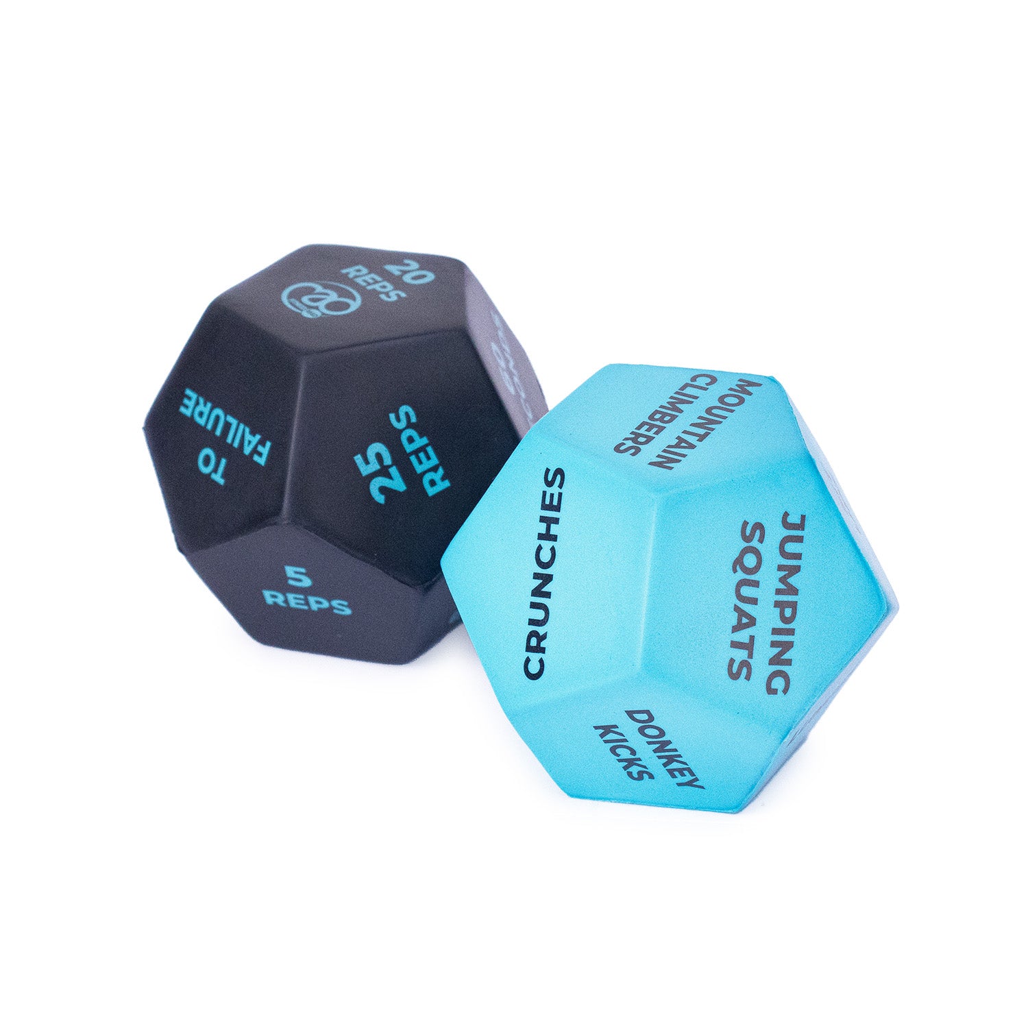 Fitness Mad 12-sided fitness dice showing numbered sides for creating varied workout routines in sporting goods.
