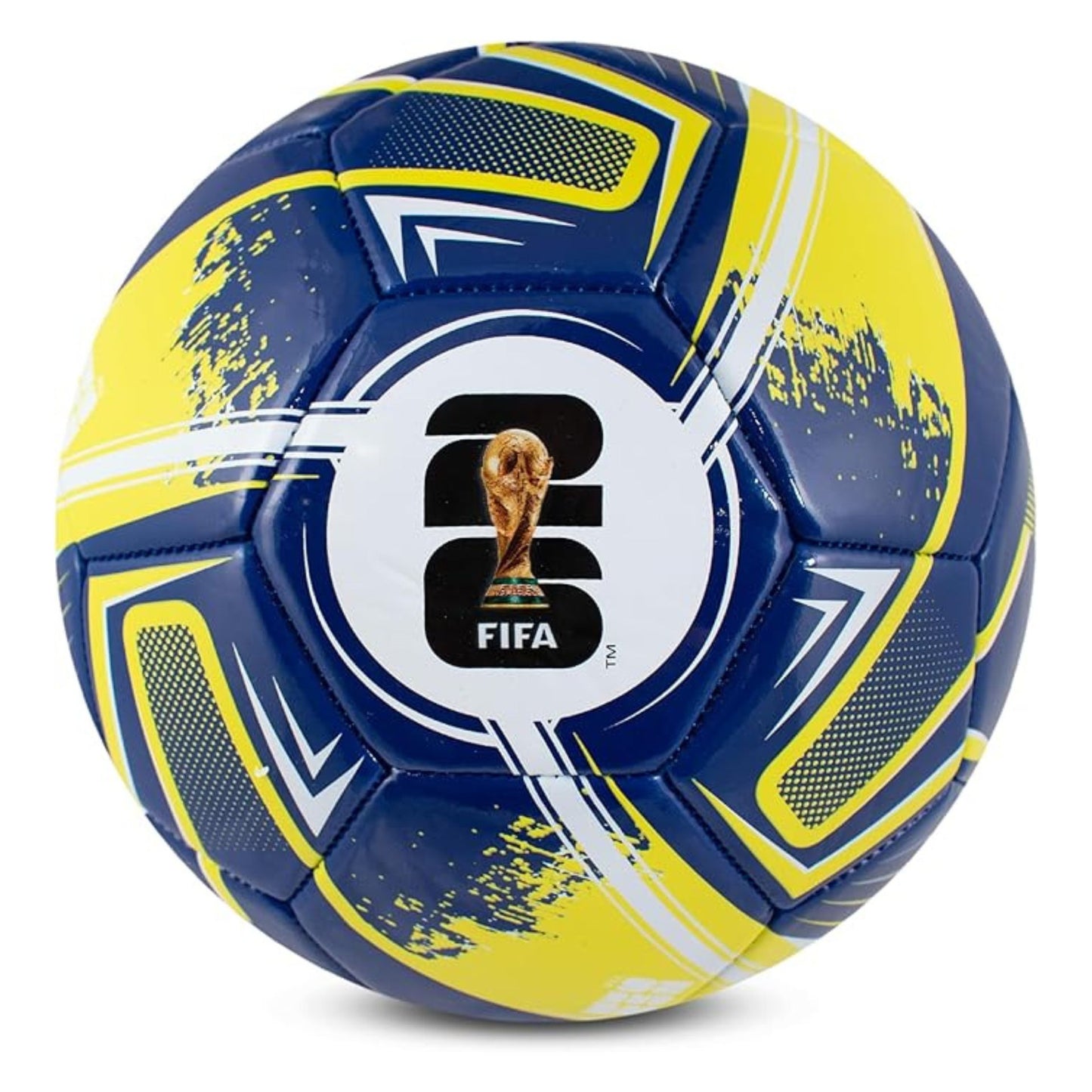 Team Merchandise FWC26 Turbine Football for sporting goods, showing detailed panel design and brand logo on the surface.