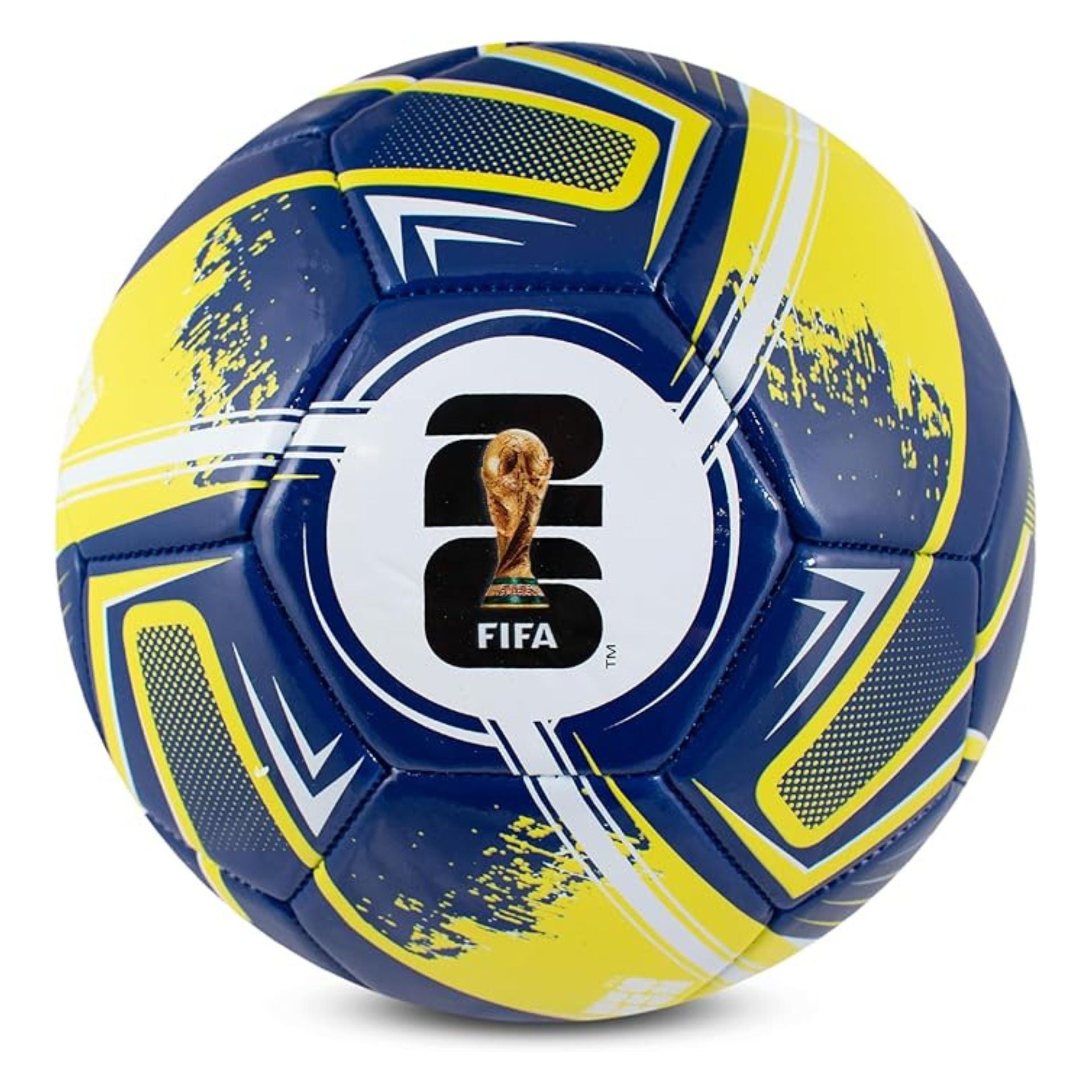 Team Merchandise FWC26 Turbine Football for sporting goods, showing detailed panel design and brand logo on the surface.