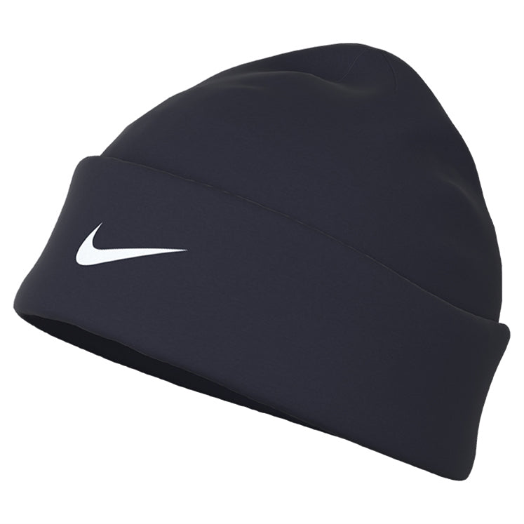Nike Peak Beanie winter training hat in black and gray, featuring the Nike logo and a snug fit for cold weather workouts.