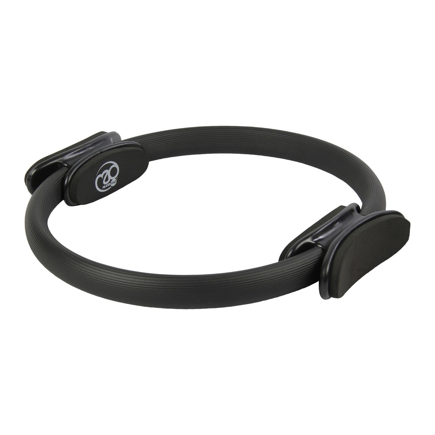 Fitness Mad Pilates ring with double handles, black exercise ring for Pilates workouts and strength training.
