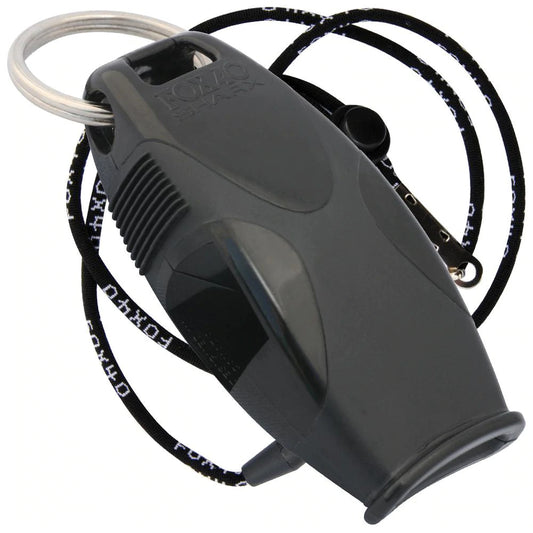 Fox 40 Sharx whistle with lanyard, small safety whistle made of durable plastic, designed for sports, training, and outdoor use.