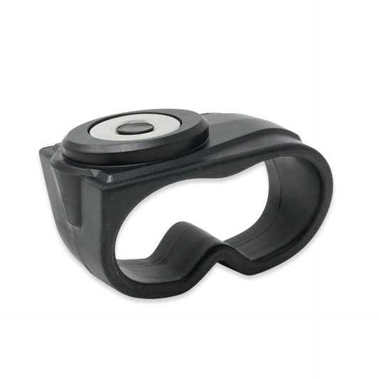 Fox 40 Classic Magnetic Fingergrip Whistle with black body and finger grip for sports and safety use.