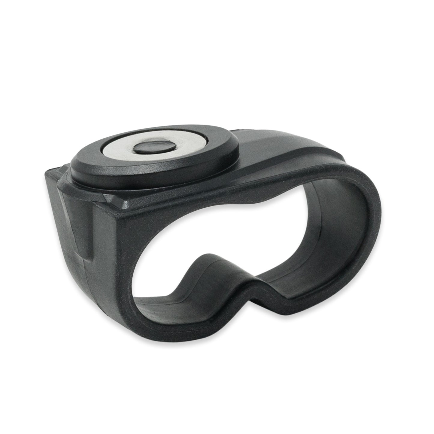 Fox 40 Classic Magnetic Fingergrip Whistle with black body and magnetic keyring, designed for sports and safety signaling.
