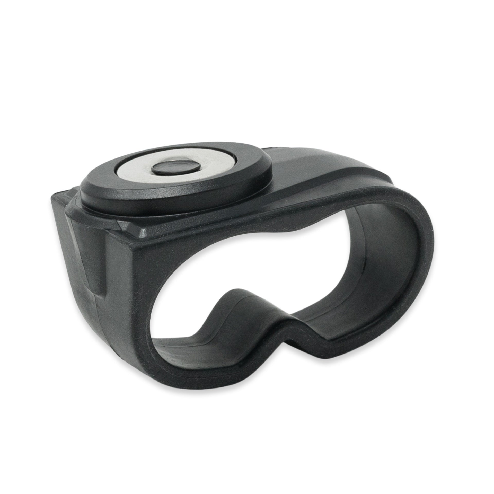 Fox 40 Classic Magnetic Fingergrip Whistle showing the black plastic body and magnetic finger grip for easy handling.