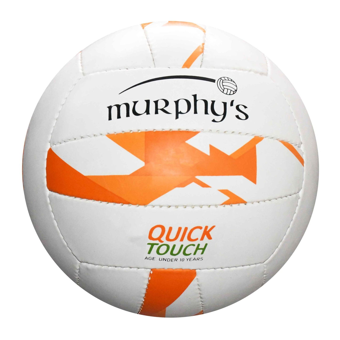 Murphy's Gaelic football with traditional brown leather surface and white stitching, designed for Gaelic sports and outdoor play.