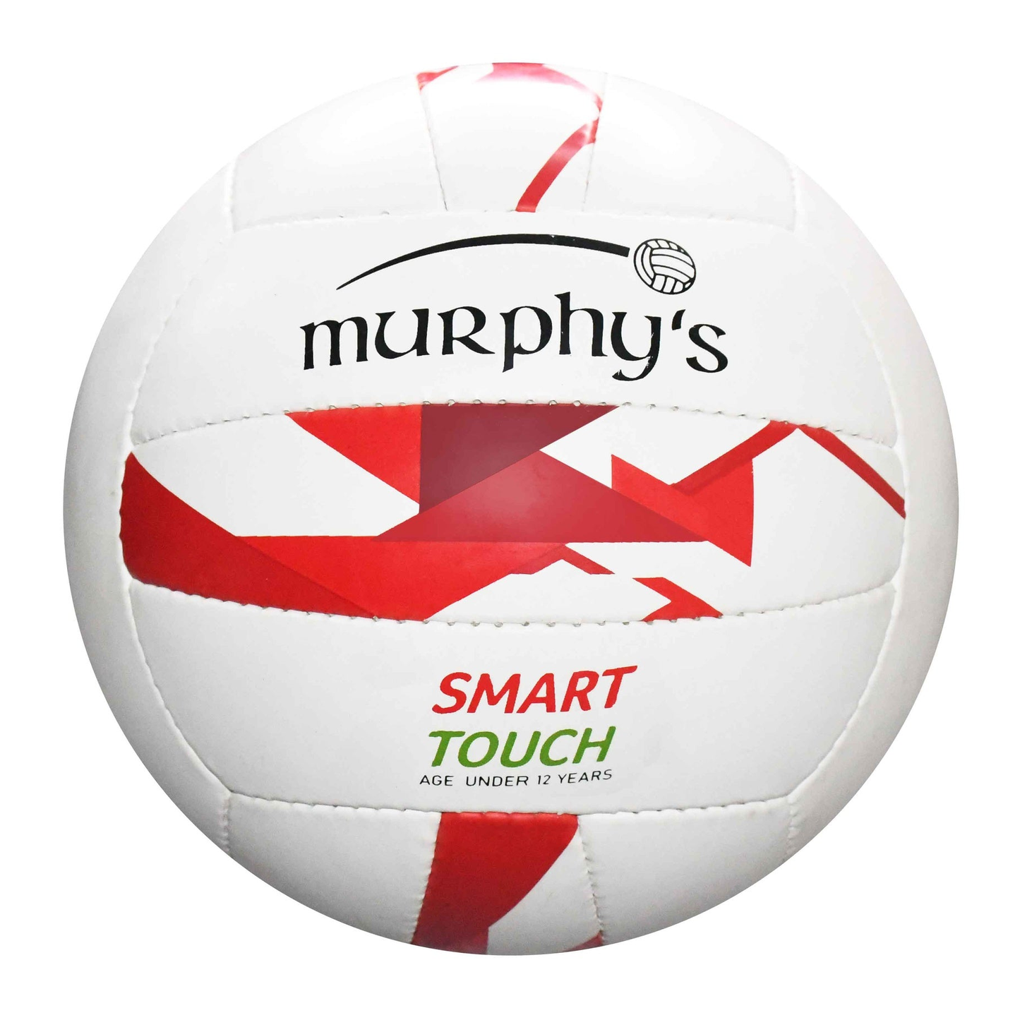 Murphy's Gaelic football with traditional brown leather surface and white stitching, designed for Gaelic sports and outdoor play.
