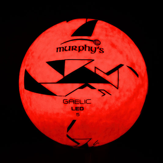 Murphy's LED Light Up Gaelic Football Size 5 with illuminated surface, designed for Gaelic sports and nighttime play.