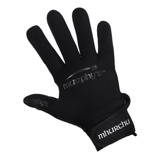 Junior Murphy's Gaelic gloves in black, designed for Gaelic sports, with snug fit and durable material.