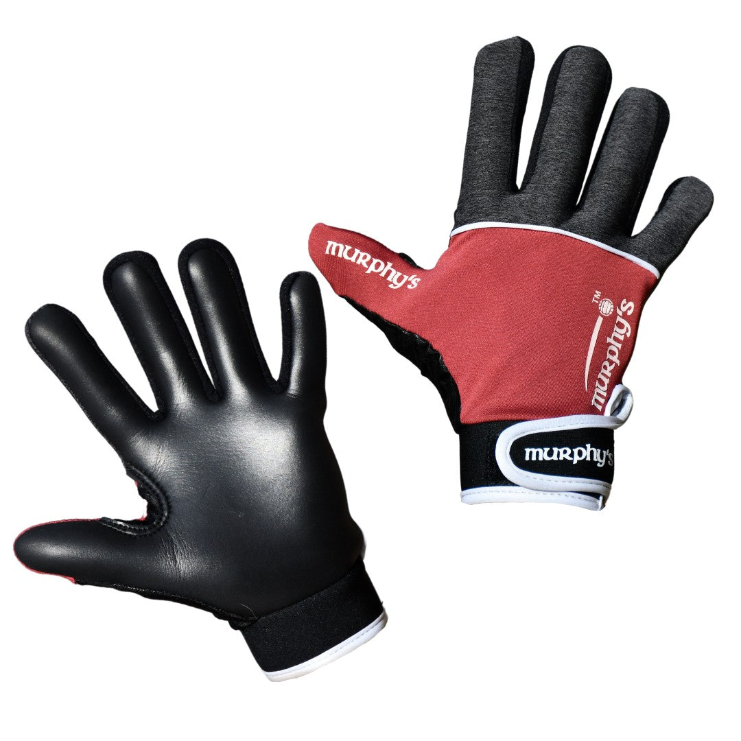 Murphy's V2 Gaelic Gloves Junior in black with brand logo, designed for Gaelic sports and athletic performance.