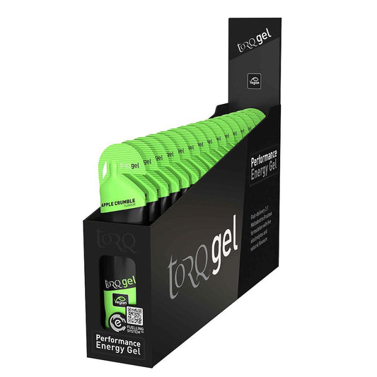 Box of 15 Torq Energy Gels for sports nutrition, featuring convenient individual packets for athletic energy and endurance.