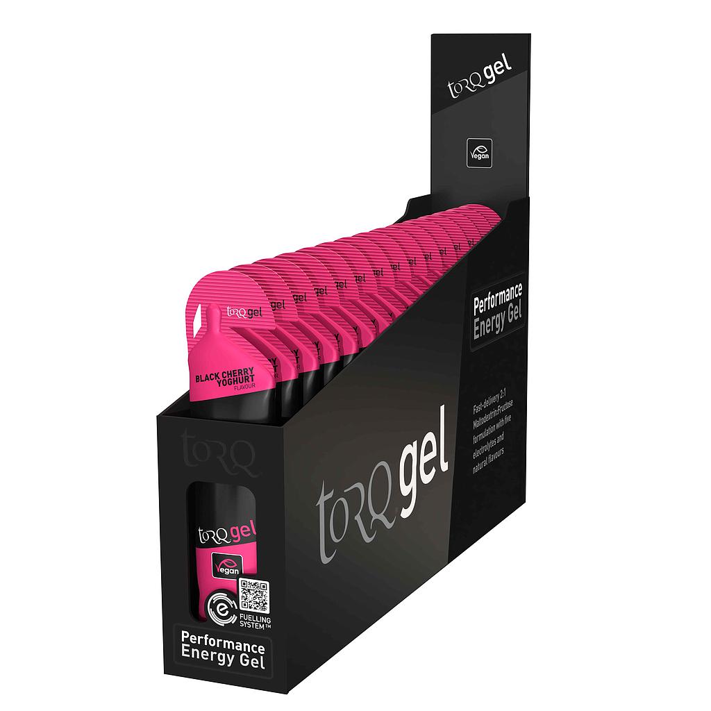 Box of 15 Torq Energy Gels for sporting activities, featuring easy-to-digest gel packs for endurance and energy boost.