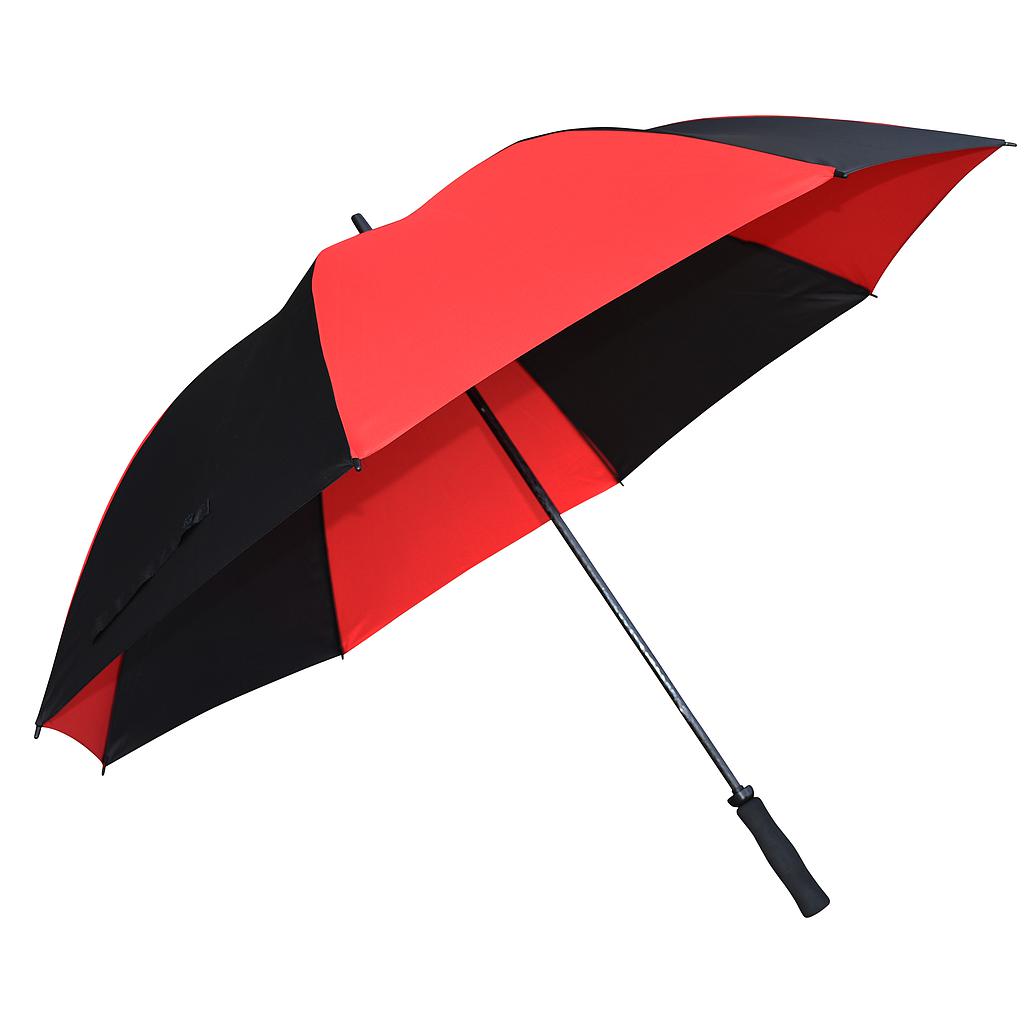 Fiberglass golf umbrella by Precision with navy canopy, sturdy frame, and large coverage for outdoor golfing activities.