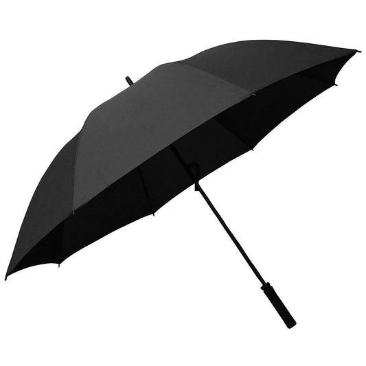 Precision fiberglass golf umbrella with sturdy frame, large canopy, and vibrant design for outdoor sporting events.